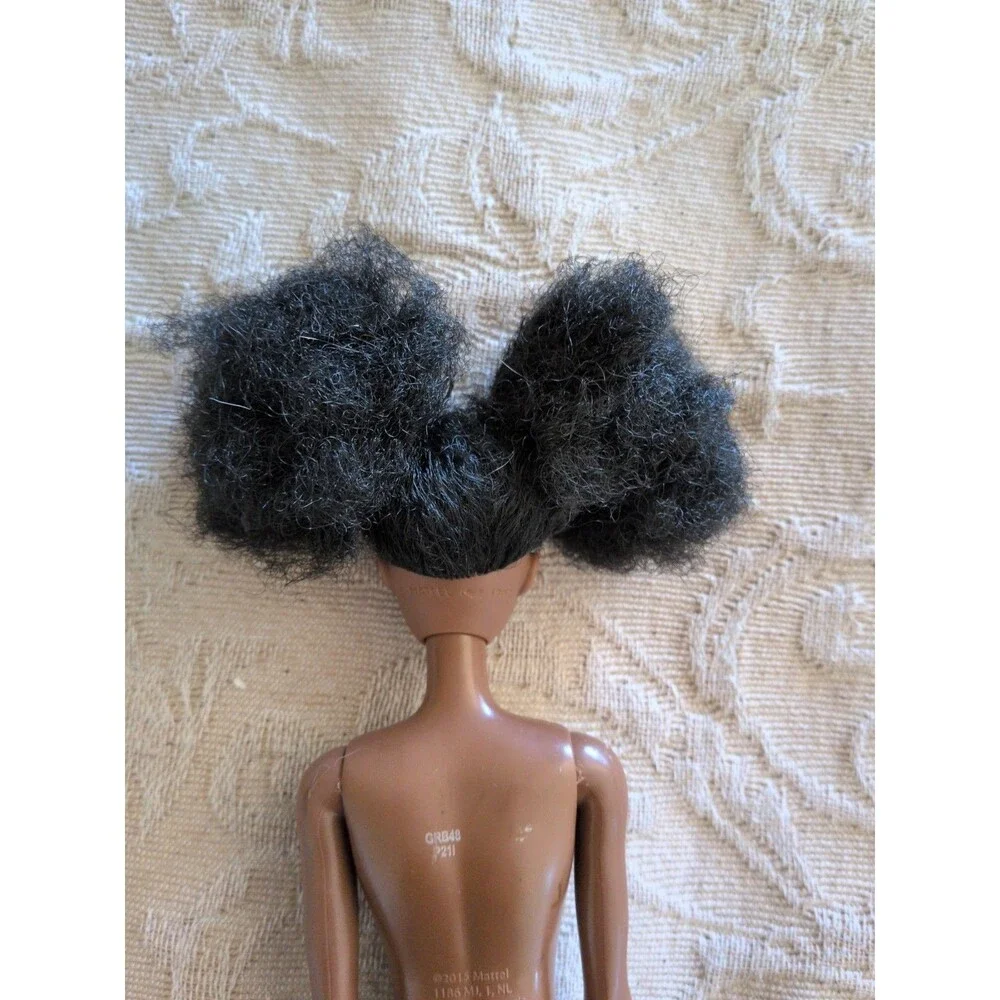 Barbie Doll African American Afro Curly Black Hair Blue Lipstick Lips Nude